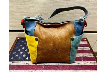 Borsa pelle Vintage Multicolore LF